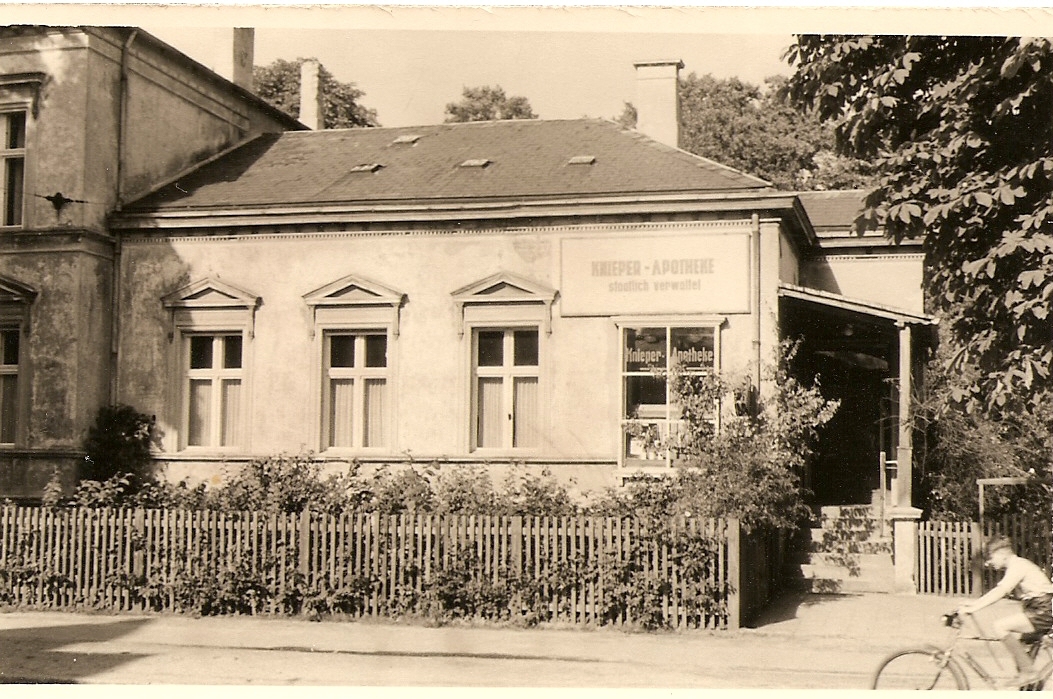 Die Knieper-Apotheke in den 50-er Jahren. Staatlich verwaltet ab 1949.
